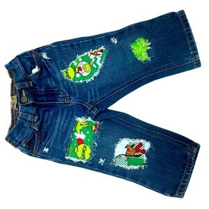 Grinch distressed jeans